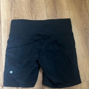 Lululemon Black Biker Shorts with multiple pockets